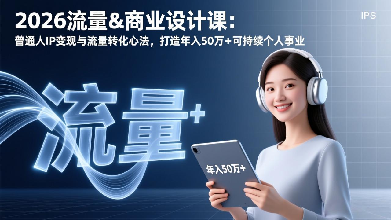 2026流量&商业设计课:普通人IP变现与流量转化心法,打造年入50万+可持续个人事业-钱途社