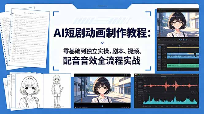 AI短剧动画制作教程：零基础到独立实操，剧本、视频、配音音效全流程实战-钱途社