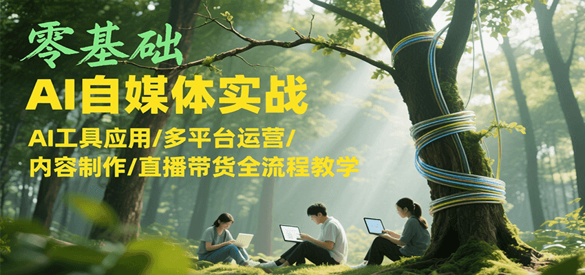 零基础AI自媒体实战，AI工具应用/多平台运营/内容制作/直播带货全流程教学-钱途社