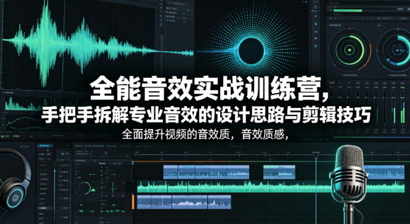 全能音效实战训练营，手把手拆解专业音效的设计思路与剪辑技巧，全面提升视频的音效质感-钱途社