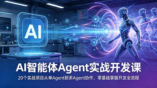 AI智能体Agent实战开发课：20个实战项目从单Agent到多Agent协作，零基础掌握开发全流程-钱途社