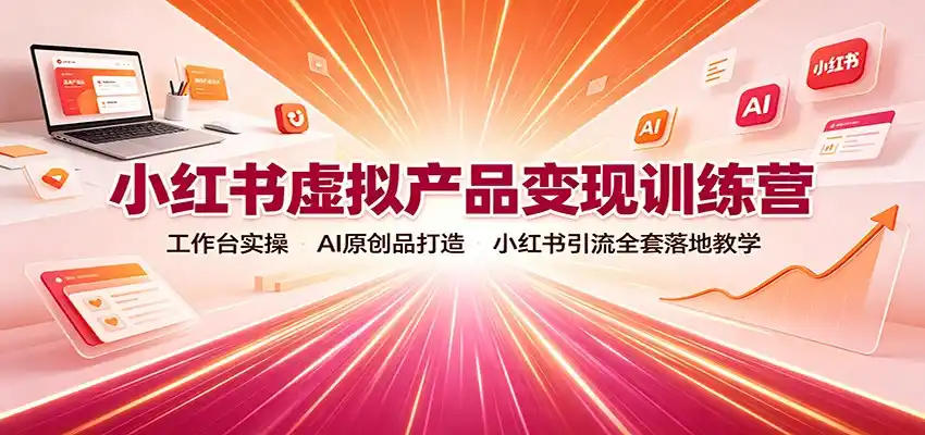 小红书虚拟产品变现训练营：工作台实操，AI原创品打造，小红书引流全套落地教学-钱途社
