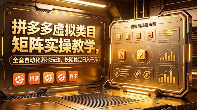 （18847期）拼多多虚拟类目矩阵实操教学，全套自动化落地玩法，长期稳定日入千元-钱途社