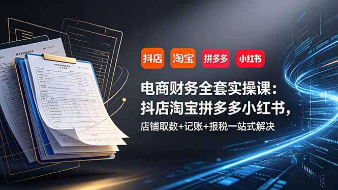 电商财务全套实操课：抖店淘宝拼多多小红书，店铺取数+记账+报税一站式解决-钱途社