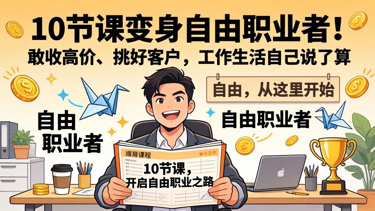 10 节课变身自由职业者!敢收高价、挑好客户,工作生活自己说了算-钱途社