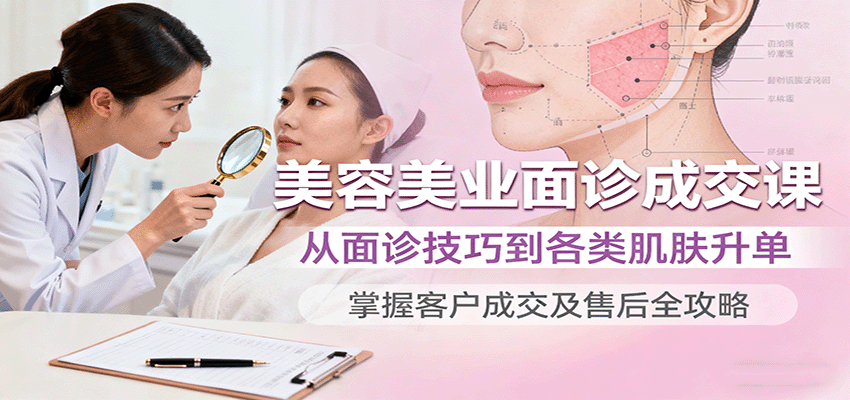 美容美业面诊成交课，从面诊技巧到各类肌肤升单，掌握客户成交及售后全攻略-钱途社