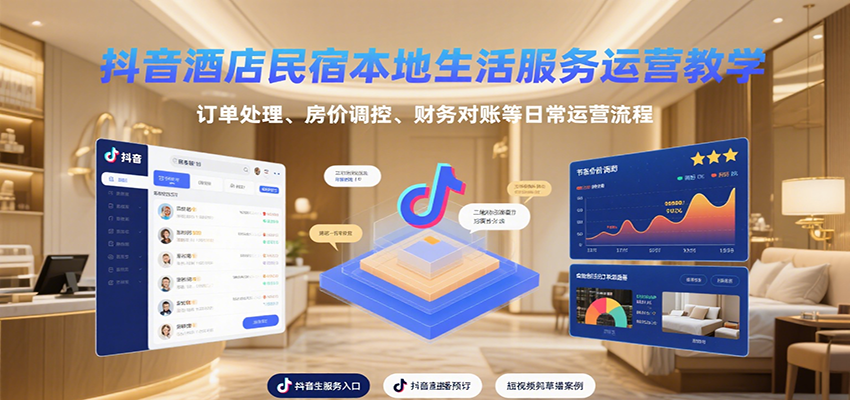 抖音酒店民宿本地生活服务运营教学，订单处理、房价调控、财务对账等日常运营流程-钱途社