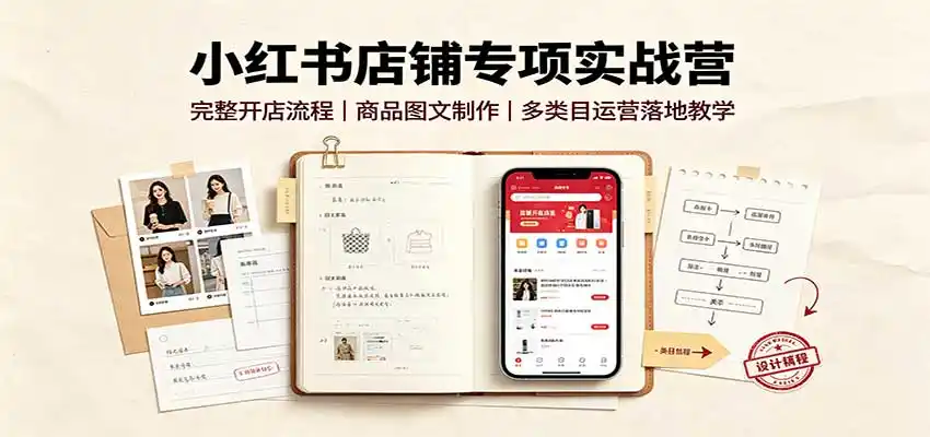 小红书店铺专项实战营：完整开店流程，商品图文制作，多类目运营落地教学-钱途社