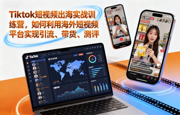 Tiktok短视频出海实战训练营，如何利用海外短视频平台实现引流、带货、测评-钱途社