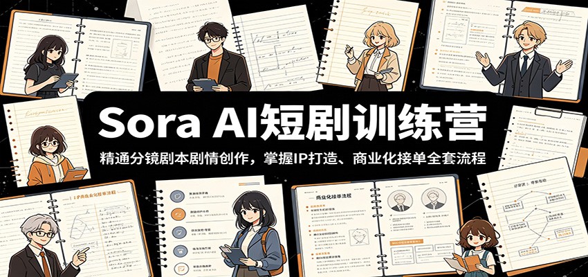 Sora AI短剧训练营：精通分镜剧本剧情创作，掌握IP打造、商业化接单全套流程-钱途社