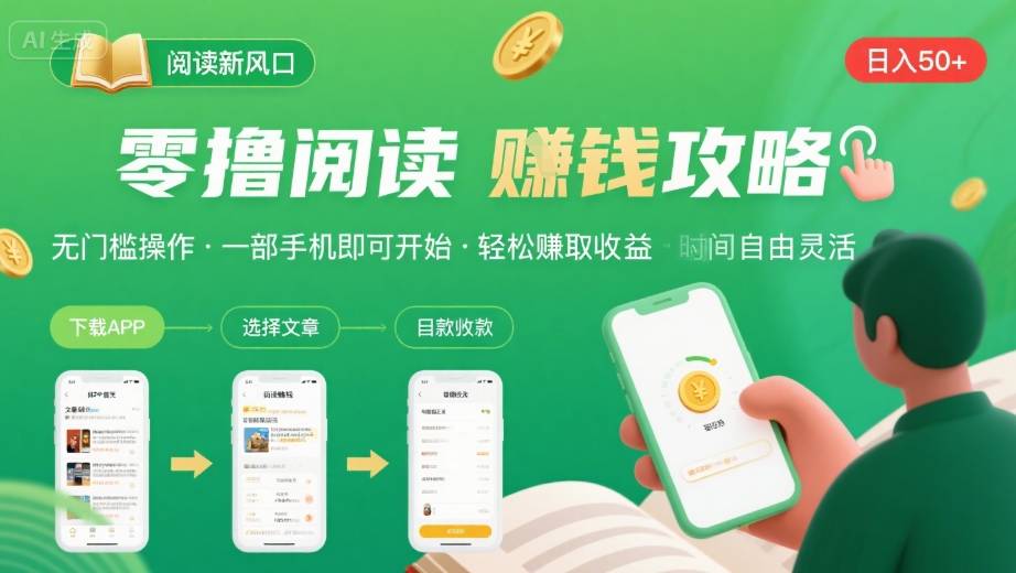 零撸阅读新风口，无门槛轻松挣，一部手机，日入 50-3张【揭秘】-钱途社