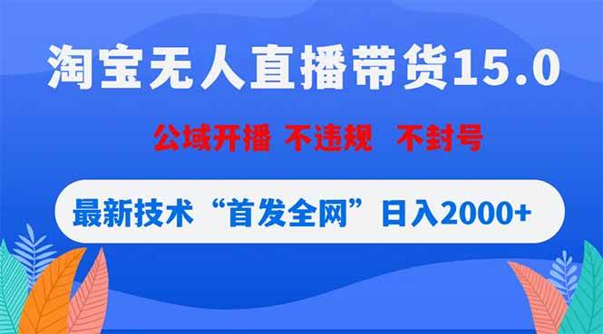 （18562期）淘宝无人直播带货15.0，不封号，不违规，公域玩法，首发全网日入2000+-钱途社