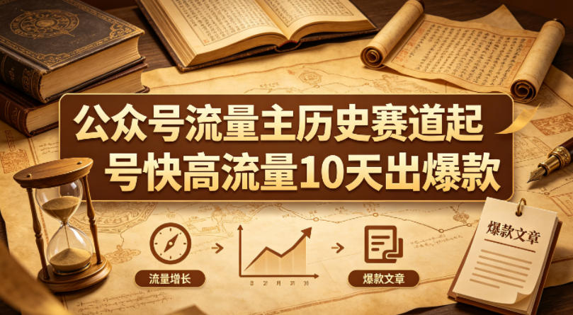 公众号流量主之历史赛道，起号快+高流量，10天就能出爆款！-钱途社