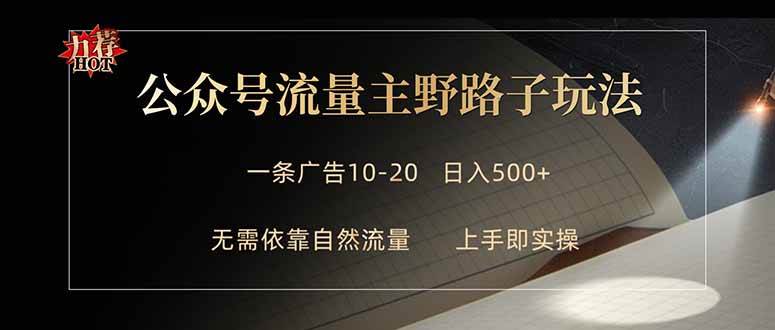（18178期）公众号流量主野路子玩法 单条广告10-20元 日入500+-钱途社