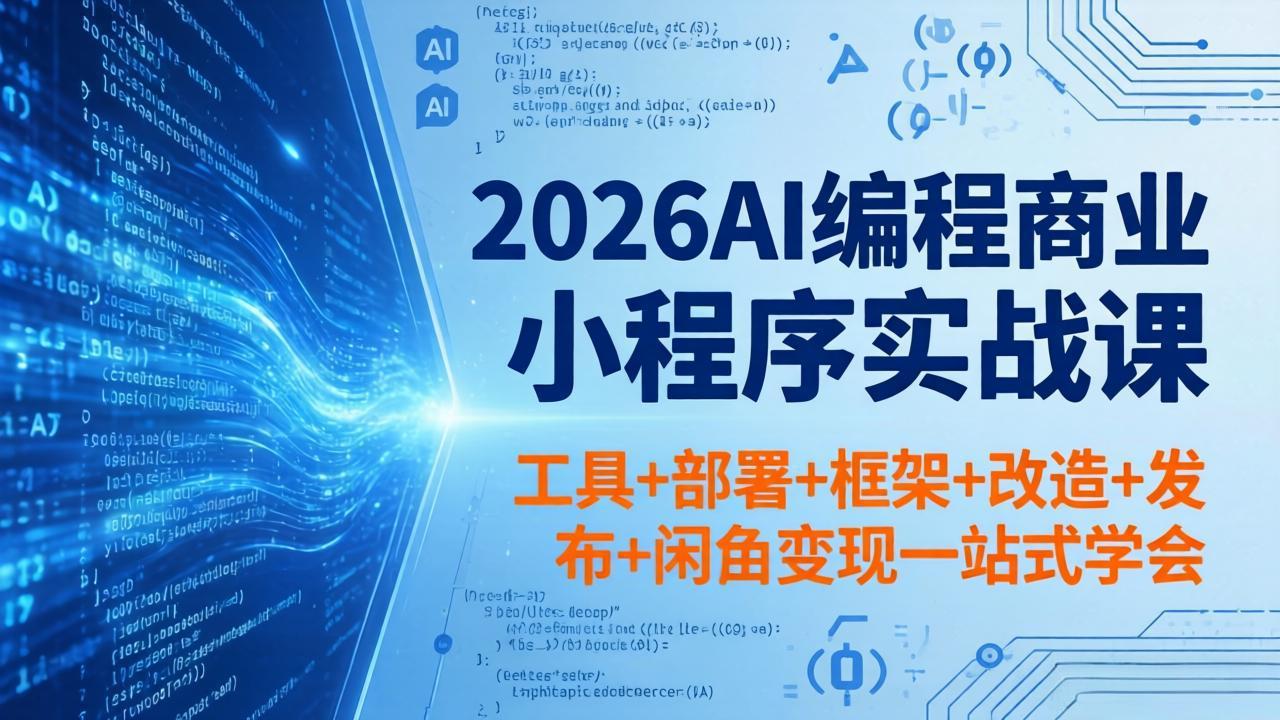 2026AI编程商业小程序实战课，工具+部署+框架+改造+发布+闲鱼变现一站式学会-钱途社