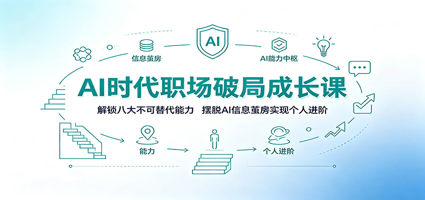 AI时代职场破局成长课：解锁八大不可替代能力，摆脱AI信息茧房实现个人进阶-钱途社