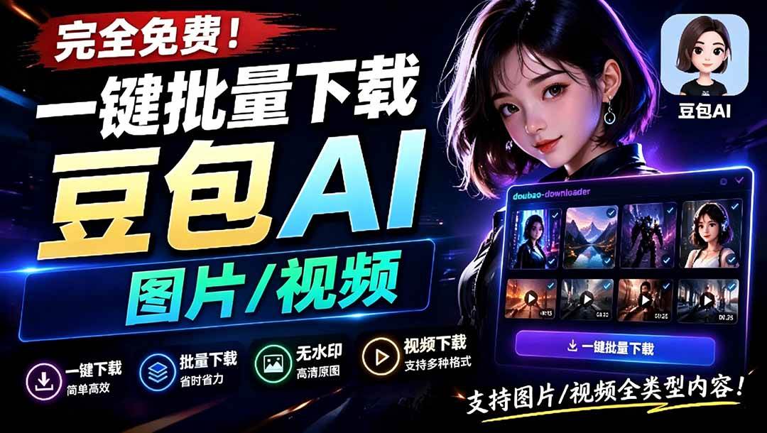 （19107期）Github最新发布！一键批量下载豆包AI无水印图片/视频，简单易用，自动解析提示词，doubao-downloader-钱途社