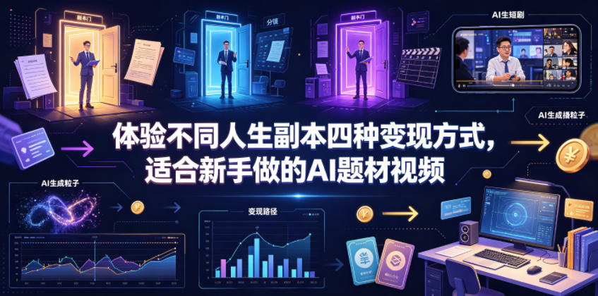 体验不同人生副本四种变现方式，适合新手做的AI题材视频-钱途社