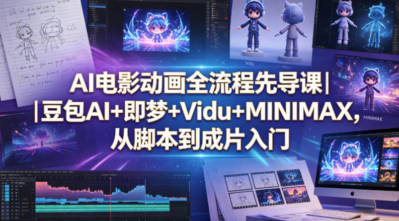 AI电影动画全流程先导课｜豆包AI+即梦+Vidu+MINIMAX，从脚本到成片入门-钱途社