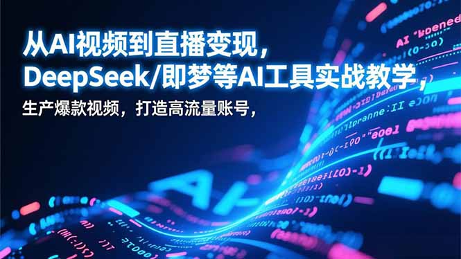 从AI视频到直播变现，DeepSeek/即梦等AI工具实战教学，生产爆款视频，打造高流量账号-钱途社