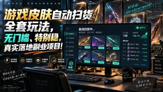 游戏皮肤自动扫货全套玩法，无门槛、特别稳，真实落地副业项目！【揭秘】-钱途社