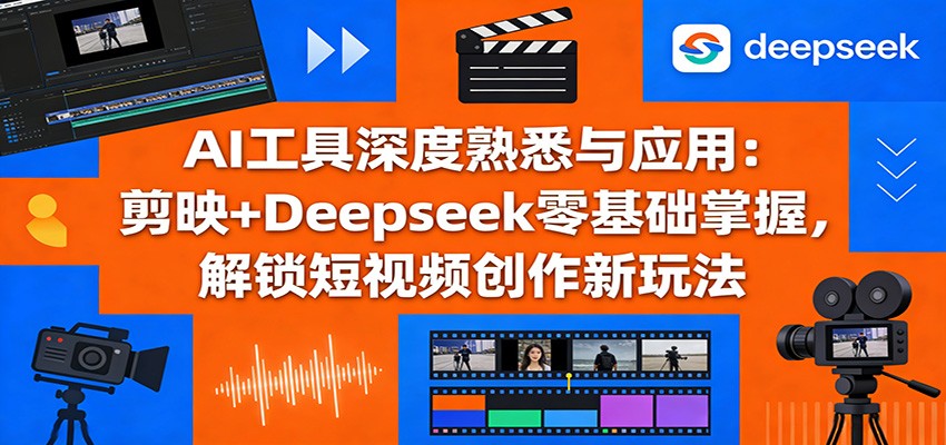 AI工具深度熟悉与应用:剪映+Deepseek零基础掌握,解锁短视频创作新玩法-钱途社