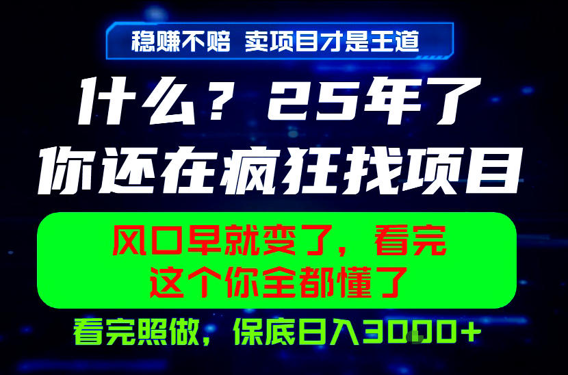 26年，请不要疯狂的找项目做了！卖项目才是真的稳賺不赔，看完照做，保底日入1k+【揭秘】-钱途社