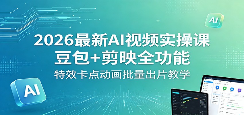2026最新AI视频实操课：豆包+剪映全功能，特效卡点动画批量出片教学-钱途社