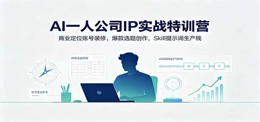 AI一人公司IP实战特训营：商业定位账号装修，爆款选题创作，Skill提示词生产线-钱途社