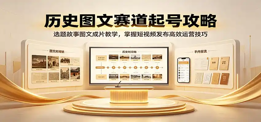 历史图文赛道起号攻略：选题故事图文成片教学，掌握短视频发布高效运营技巧-钱途社