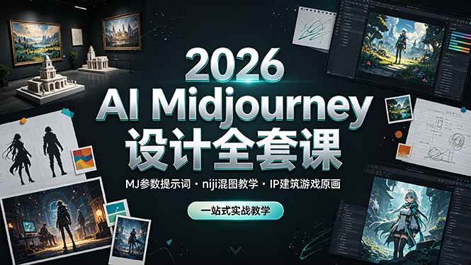 （19209期）2026 AI Midjourney设计全套课，MJ参数提示词niji混图教学，IP建筑游戏原画一站式实战教学-钱途社