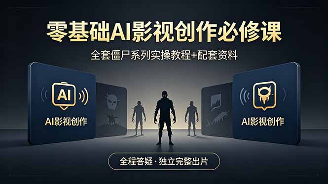 零基础AI影视创作必修课，全套僵尸系列实操教程加配套资料，全程答疑带你独立完整出片-钱途社