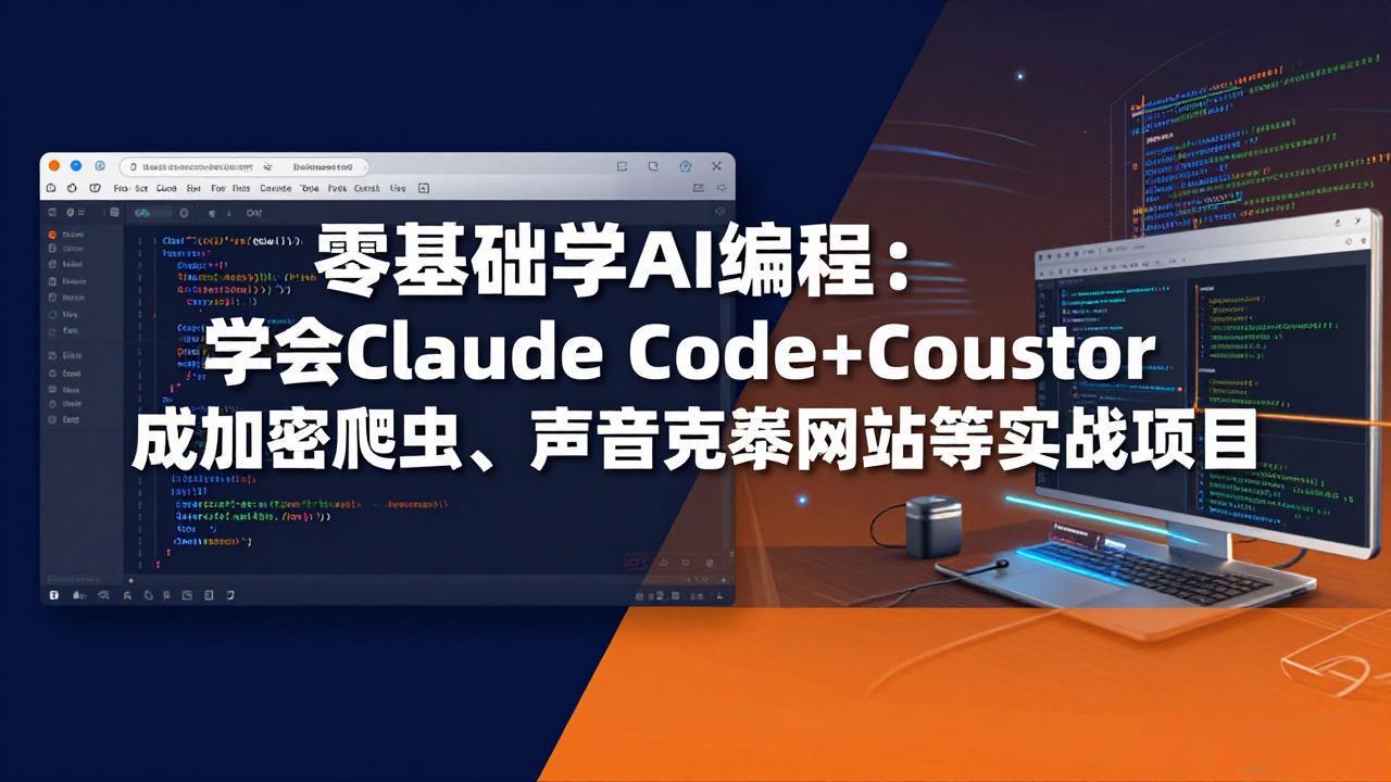 零基础学AI编程：学会Claude Code+Cursor完成加密爬虫、声音克隆网站等实战项目-钱途社