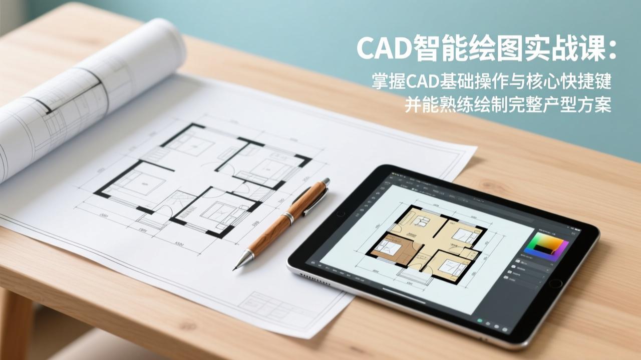 CAD智能绘图实战课:掌握CAD基础操作与核心快捷键,并能熟练绘制完整户型方案-钱途社