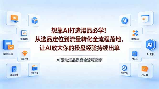 （18327期）想靠AI打造爆品必学！从选品定位到流量转化全流程落地，让AI放大你的操盘经验持续出单-钱途社
