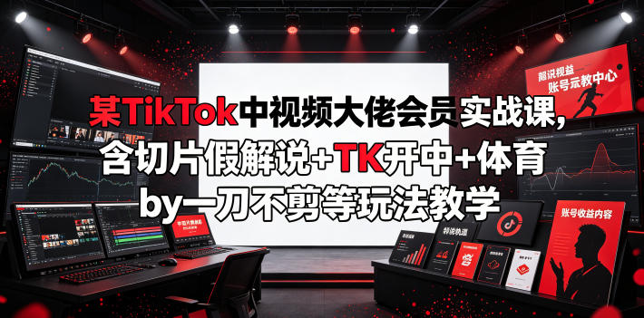 某TikTok中视频大佬会员实战课，含切片假解说+TK开中+体育by一刀不剪等玩法教学-钱途社
