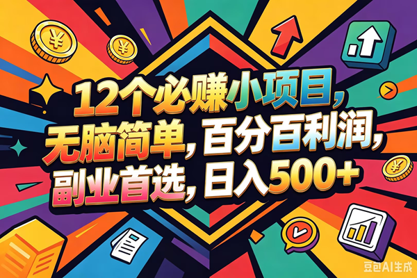 （18291期）12个必赚钱的小项目，百分百赚米，无脑简单，副业首选，日入600+-钱途社