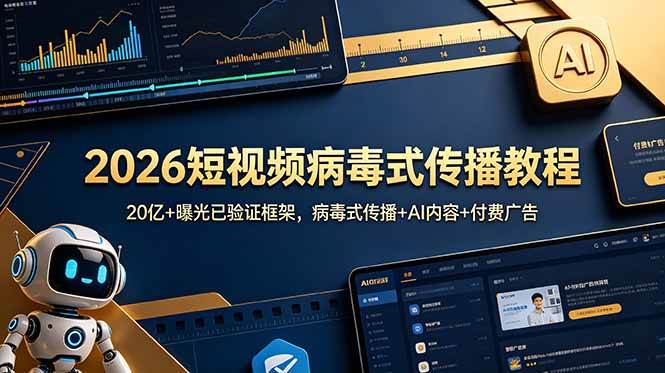 （18986期）2026短视频病毒式传播教程：20亿+曝光已验证框架，病毒式传播+AI内容+付费广告-钱途社