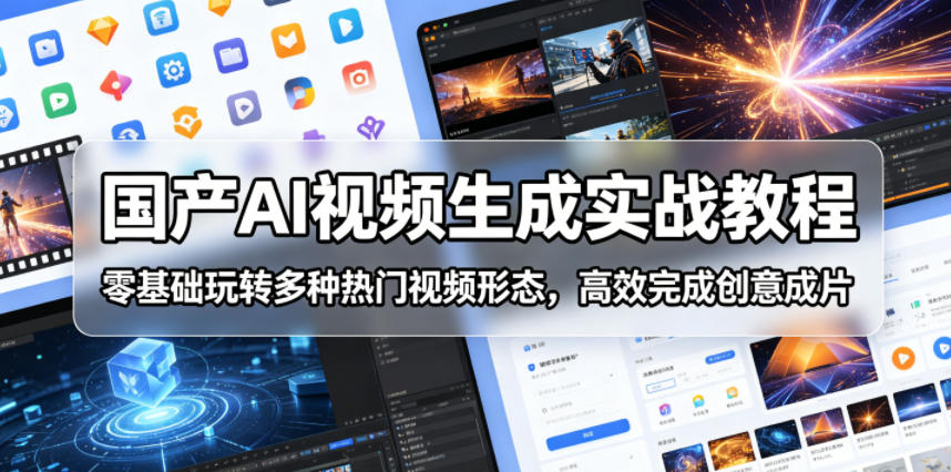 国产AI视频生成实战教程,零基础玩转多种热门视频形态,高效完成创意成片-钱途社