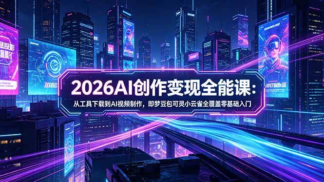 （18553期）2026AI创作变现全能课-更新5月：从工具下载到AI视频制作，即梦豆包可灵小云雀全覆盖零基础入门-钱途社