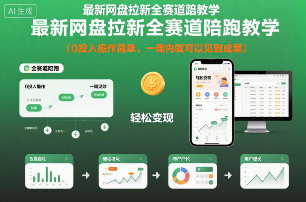 最新网盘拉新全赛道陪跑教学，0投入操作简单，一周内就可以见到成果-钱途社