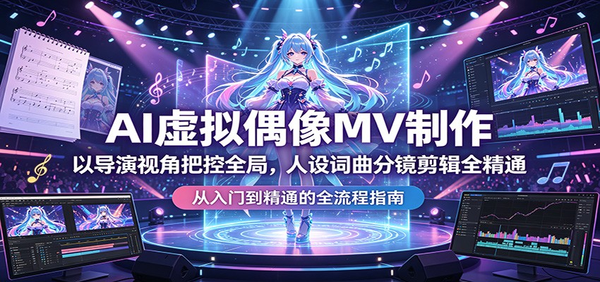 AI虚拟偶像MV制作：以导演视角把控全局，人设词曲分镜剪辑全精通-钱途社