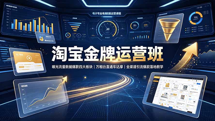淘宝金牌运营班-7月：曝光流量数据爆款四大板块｜万相台直通车达摩｜全渠道引流爆款落地教学-钱途社