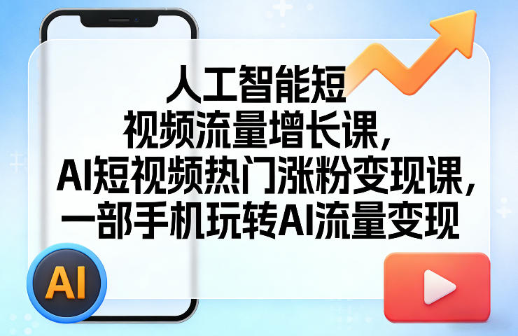 人工智能短视频流量增长课，AI短视频热门涨粉变现课，一部手机玩转AI流量变现-钱途社