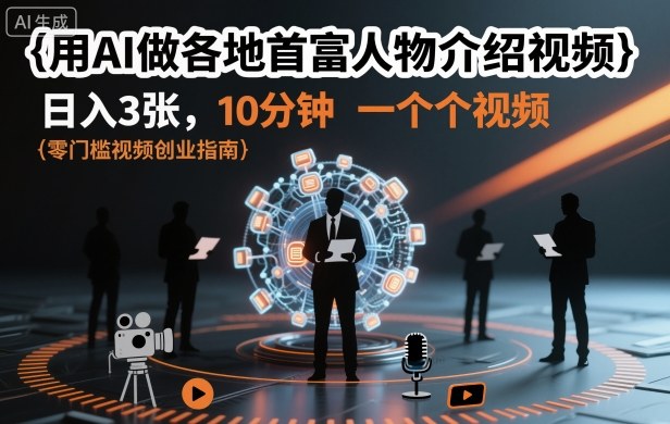 用AI做各地首富人物介绍视频,日入3张,10分钟一个视频-钱途社