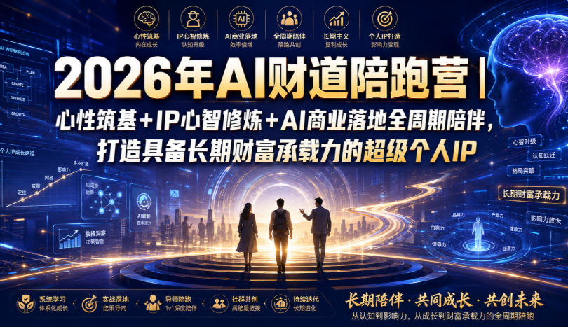 2026年AI财道陪跑营｜心性筑基+IP心智修炼+AI商业落地全周期陪伴，打造具备长期财富承载力的超级个人IP-钱途社