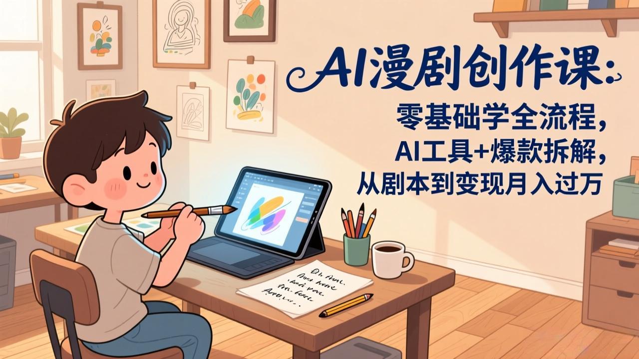 AI漫剧创作课:零基础学全流程,AI工具+爆款拆解,从剧本到变现月入过万-钱途社