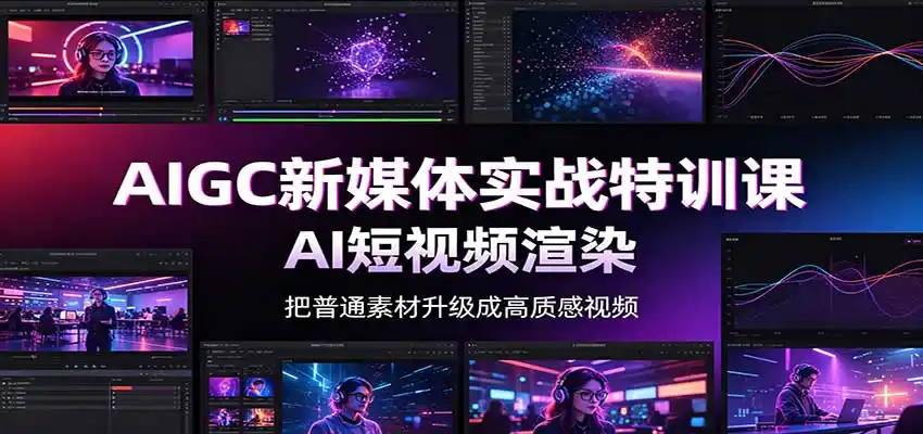 AIGC新媒体实战特训课：工具入门实操，AI短视频渲染，数字人商业视频制作-钱途社