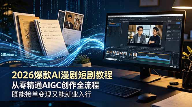 2026 爆款 AI 漫剧短剧教程 从零精通 AIGC 创作全流程 既能接单变现又能就业入行-钱途社