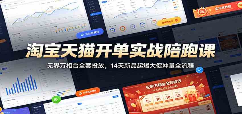 淘宝天猫开单实战陪跑课：无界万相台全套投放，14天新品起爆大促冲量全流程-钱途社
